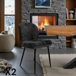 Chaise cosy en tissu noir (lot de 2) IENA