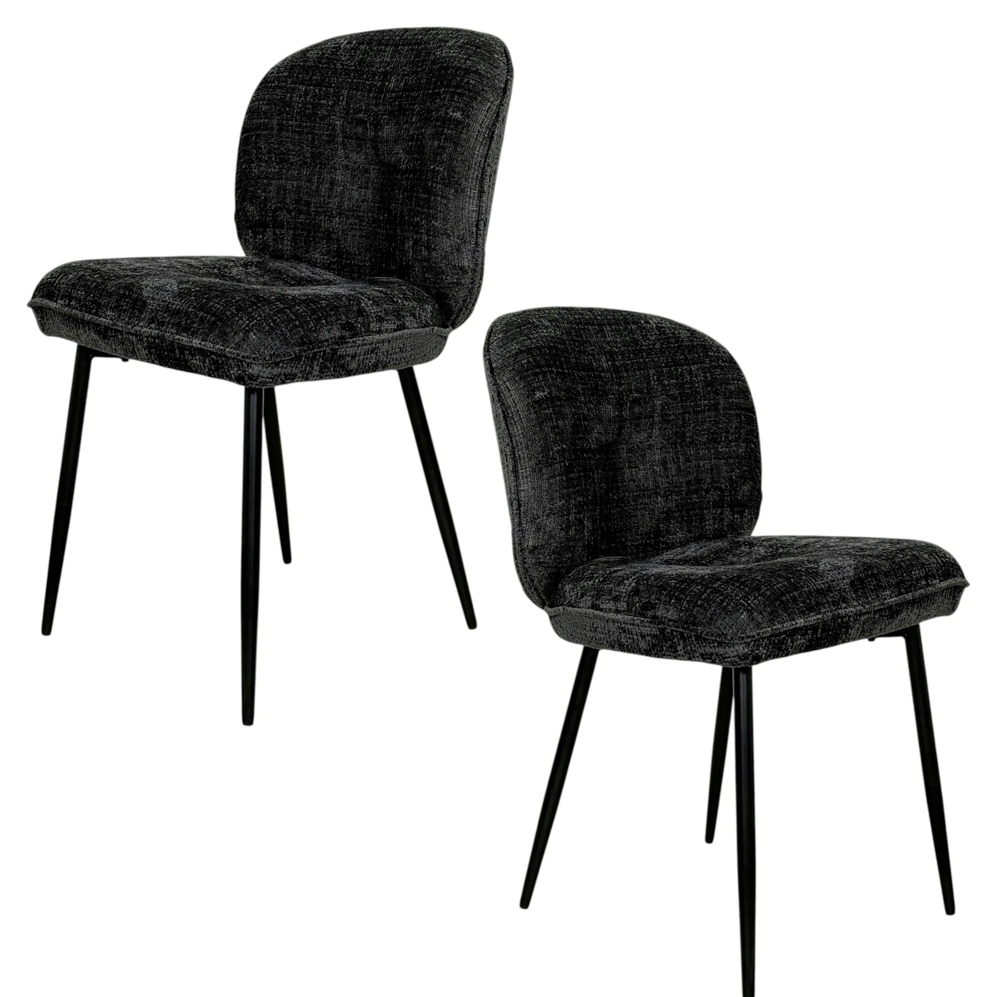Chaise cosy en tissu noir (lot de 2) IENA