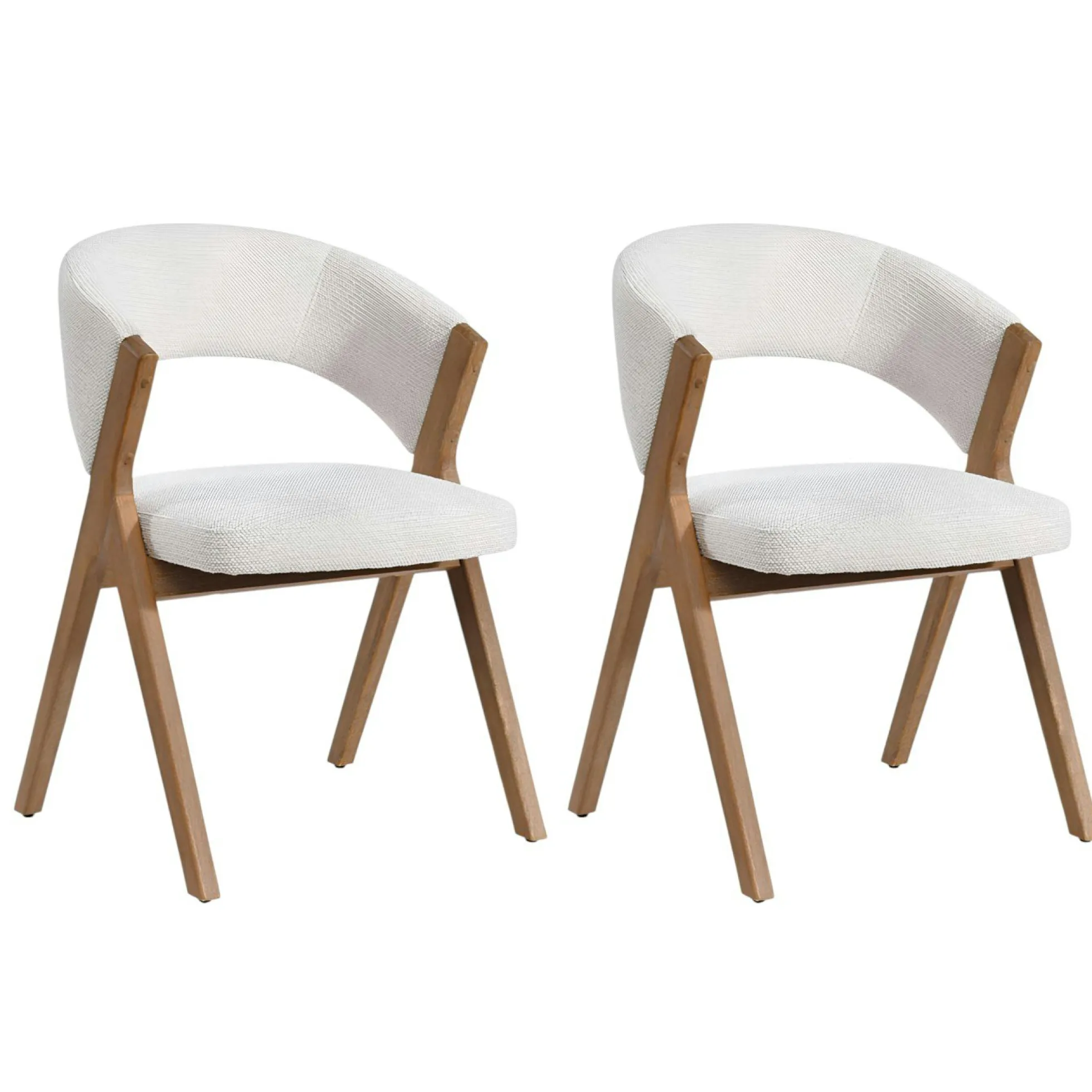 Chaise écrue bois et tissu, forme ronde (lot de 2) AGADE