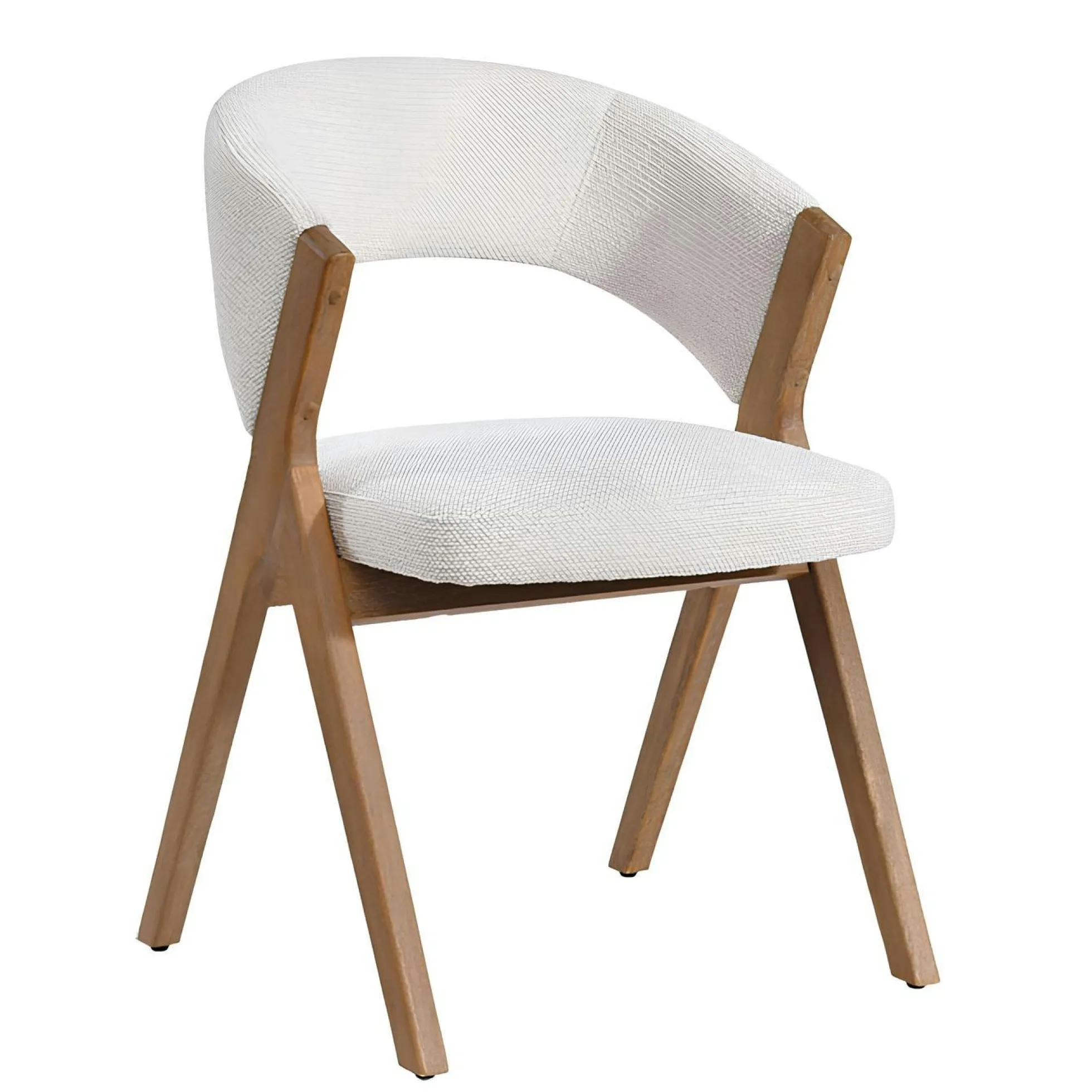 Chaise écrue bois et tissu, forme ronde (lot de 2) AGADE
