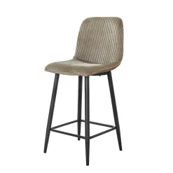 Chaise de bar beige sable en tissu côtelé (lot de 2) TAJ