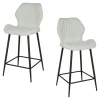 Chaise de bar blanche en bouclette avec repose-pieds (lot de 2) GALWAY