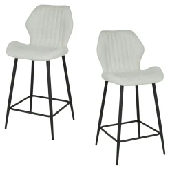Chaise de bar blanche en bouclette avec repose-pieds (lot de 2) GALWAY
