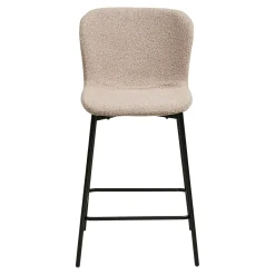 Chaise de bar bouclette beige pieds métal noir (lot de 2) BERLIN