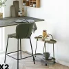 Chaise de bar bouclette verte pieds métal noir (lot de 2) BERLIN