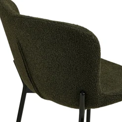 Chaise de bar bouclette verte pieds métal noir (lot de 2) BERLIN