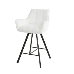Chaise de bar confortable en bouclette blanche avec fonction pivotante (lot de 2) MELBOURNE