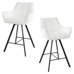 Chaise de bar confortable en bouclette blanche avec fonction pivotante (lot de 2) MELBOURNE