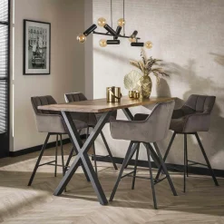 Chaise de bar confortable en velours gris avec fonction pivotante (lot de 2) MELBOURNE