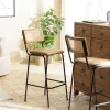Chaise de bar cuir havane et cannage (lot de 2) TIM