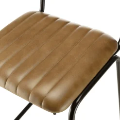 Chaise de bar cuir havane et cannage (lot de 2) TIM