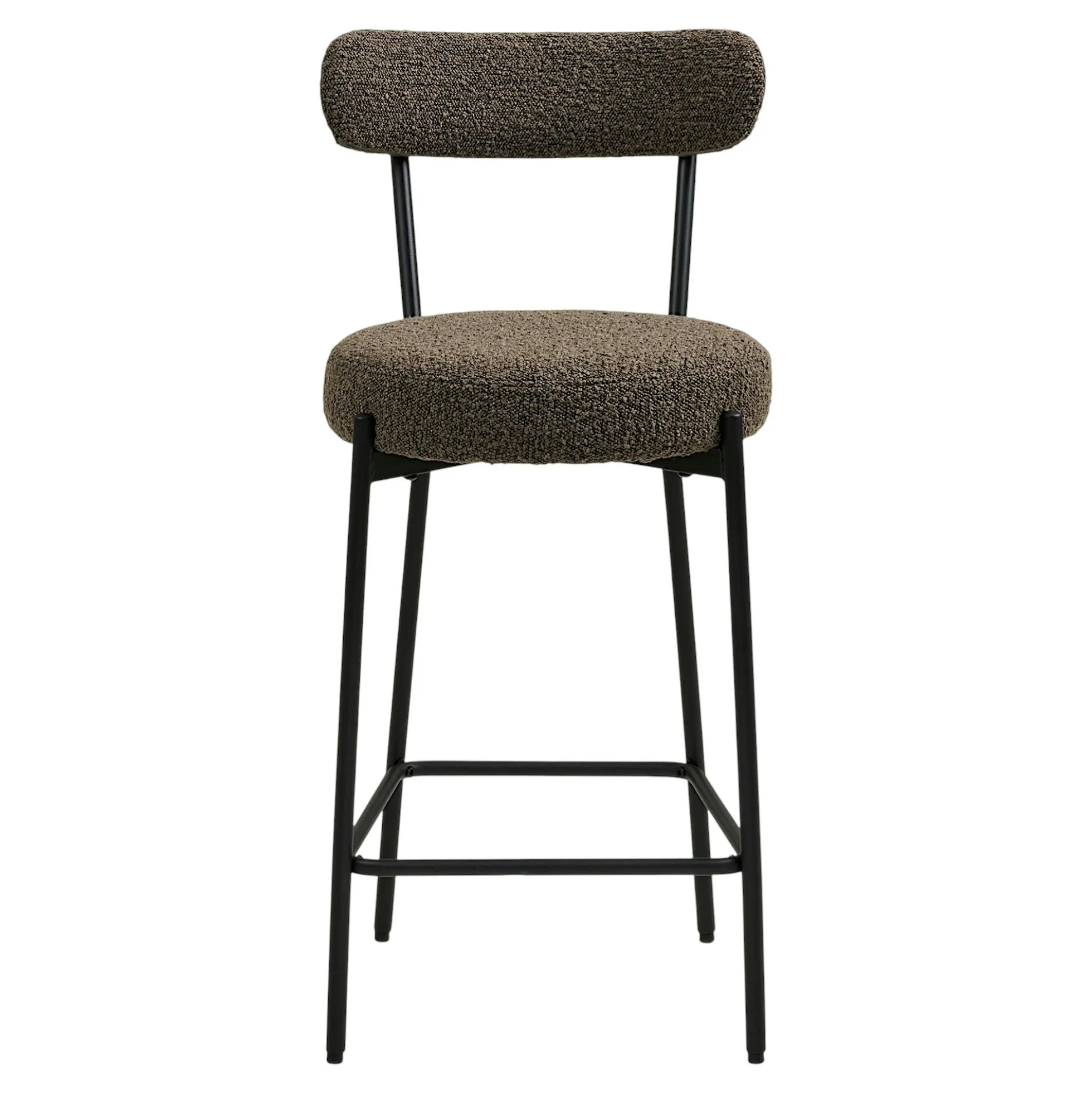 Chaise de bar en bouclette marron avec repose-pieds (lot de 2) BERLIN