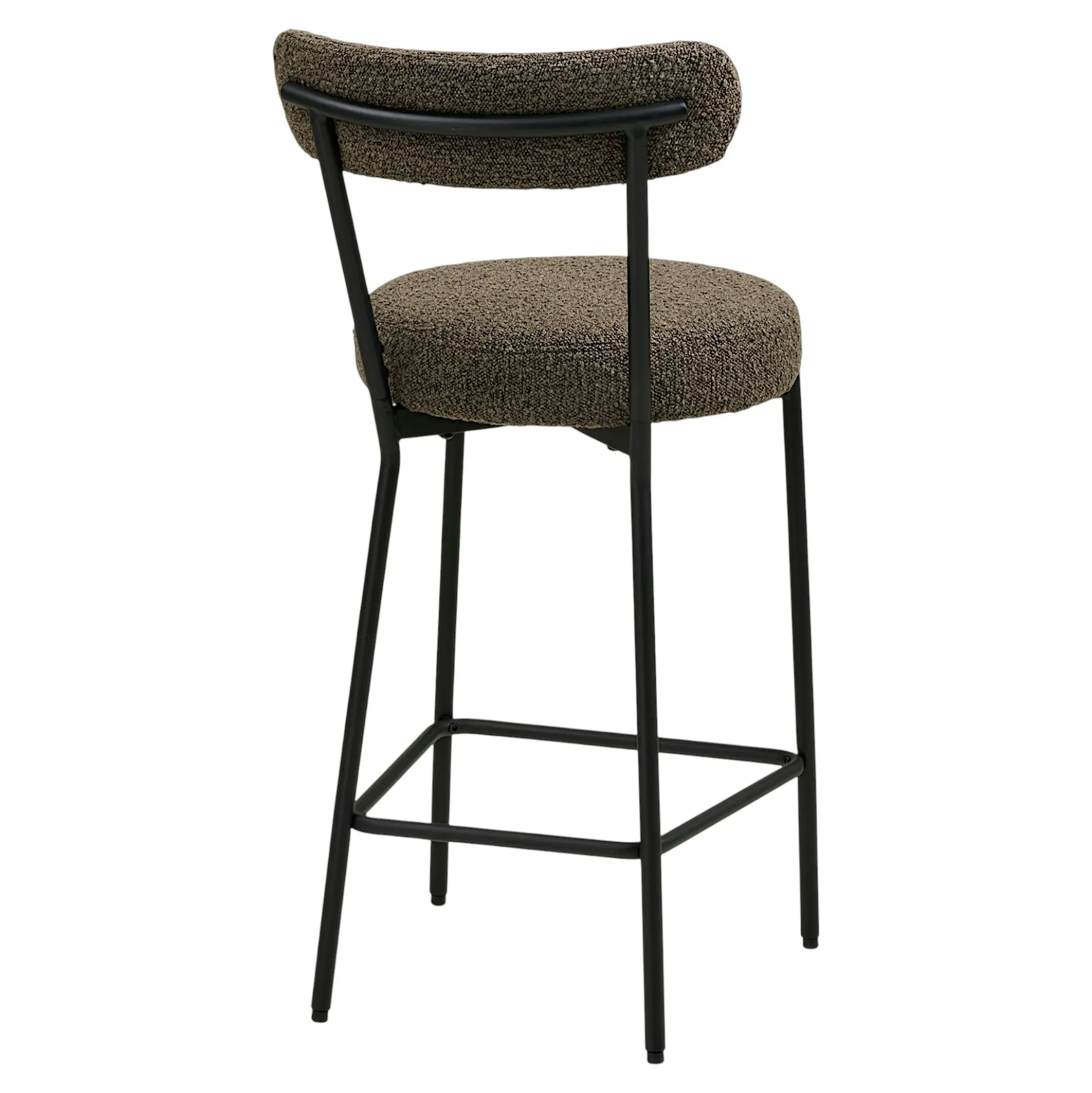Chaise de bar en bouclette marron avec repose-pieds (lot de 2) BERLIN