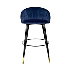 Chaise de bar en velours bleu forme coquillage (lot de 2) HAWAI