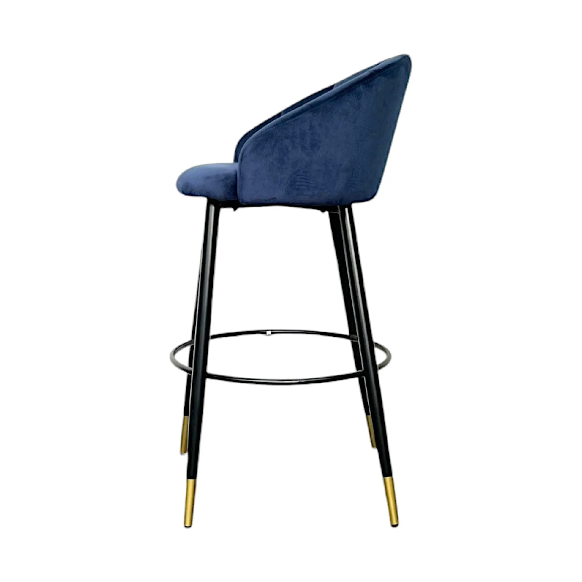 Chaise de bar en velours bleu forme coquillage (lot de 2) HAWAI