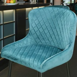 Chaise de bar en velours bleu (lot de 2) ARLINGTON