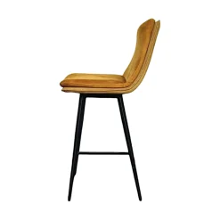Chaise de bar en velours doré à double coussinage (lot de 2) OKA