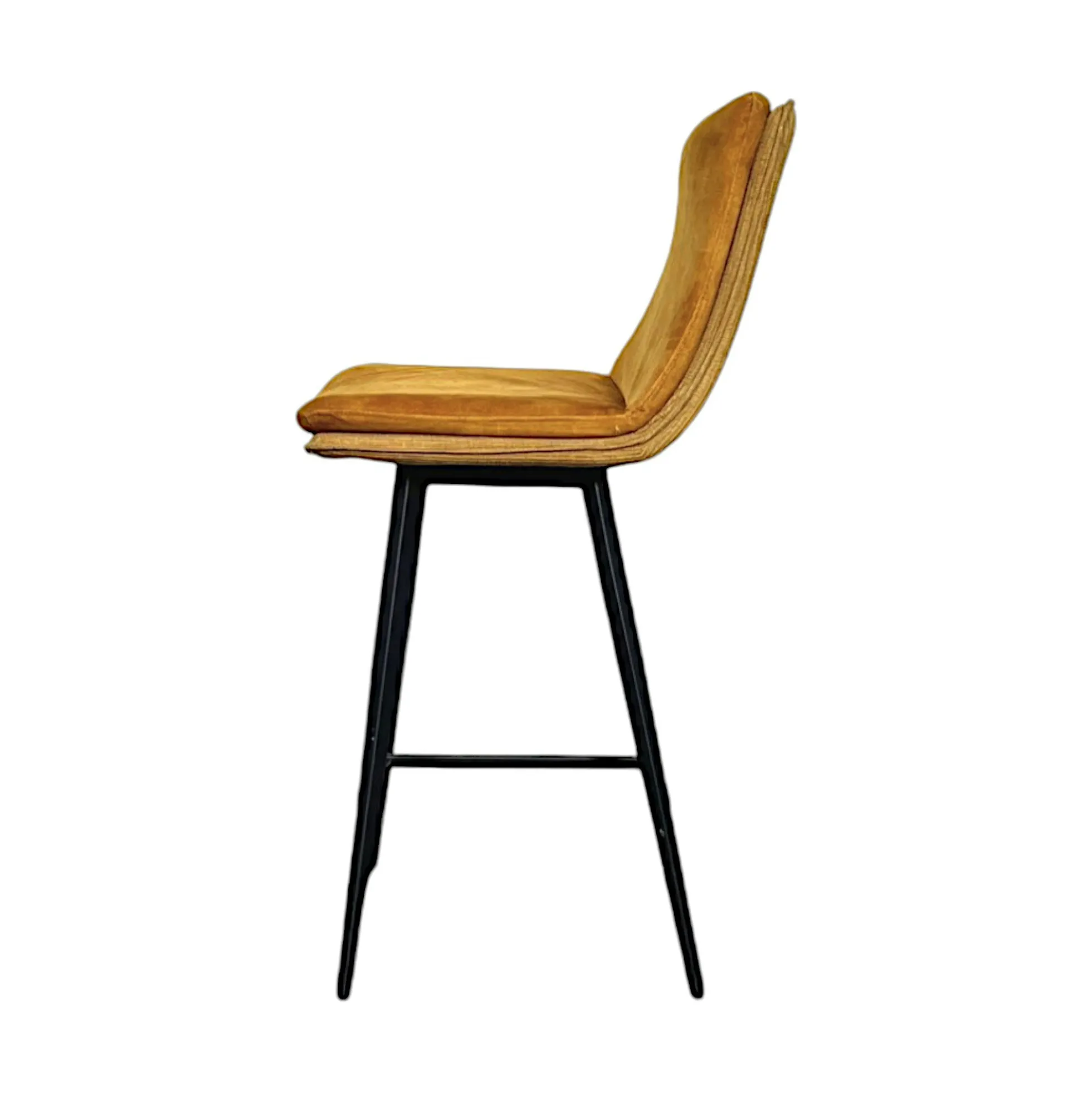 Chaise de bar en velours doré à double coussinage (lot de 2) OKA