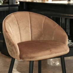 Chaise de bar en velours doré forme coquillage (lot de 2) HAWAI