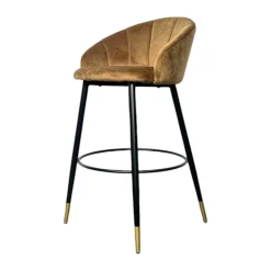 Chaise de bar en velours doré forme coquillage (lot de 2) HAWAI