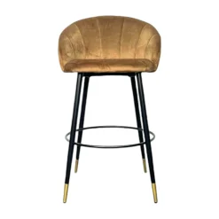 Chaise de bar en velours doré forme coquillage (lot de 2) HAWAI