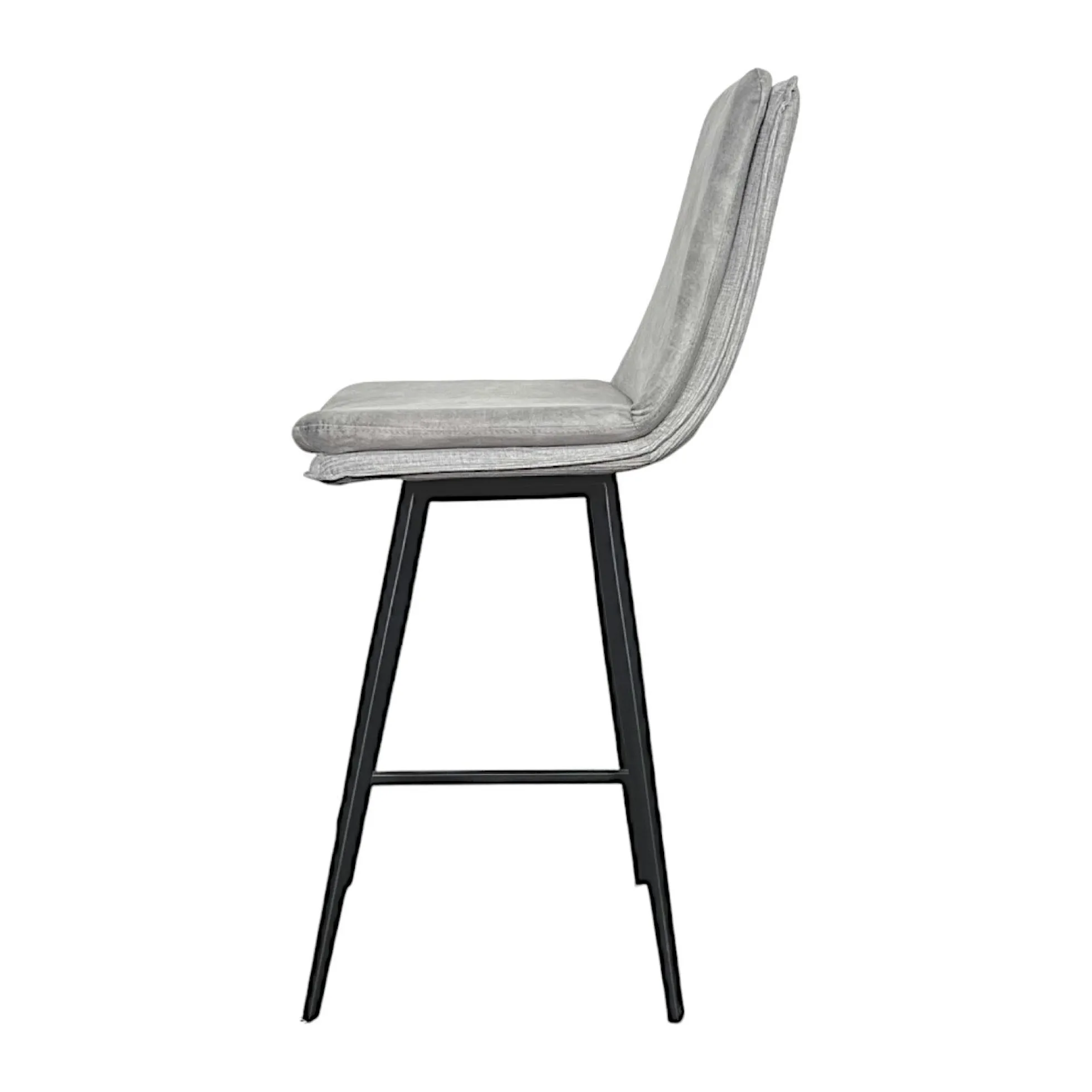 Chaise de bar en velours gris à double coussinage (lot de 2) OKA