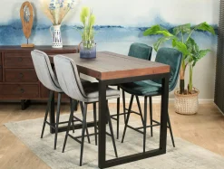 Chaise de bar en velours gris à double coussinage (lot de 2) OKA