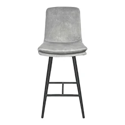 Chaise de bar en velours gris à double coussinage (lot de 2) OKA