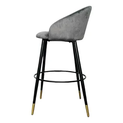 Chaise de bar en velours gris forme coquillage (lot de 2) HAWAI
