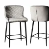 Chaise de bar en velours gris (lot de 2) ARLINGTON
