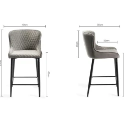 Chaise de bar en velours gris (lot de 2) ARLINGTON