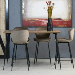 Chaise de bar en velours gris style moderne (lot de 2) MELBOURNE