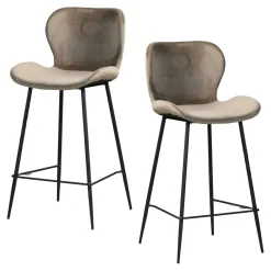 Chaise de bar en velours gris style moderne (lot de 2) MELBOURNE