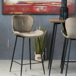 Chaise de bar en velours gris style moderne (lot de 2) MELBOURNE