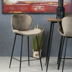 Chaise de bar en velours gris style moderne (lot de 2) MELBOURNE