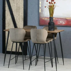 Chaise de bar en velours gris style moderne (lot de 2) MELBOURNE