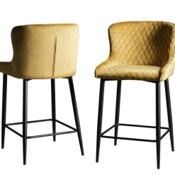 Chaise de bar en velours moutarde (lot de 2) ARLINGTON