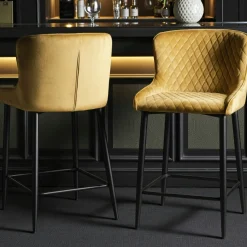 Chaise de bar en velours moutarde (lot de 2) ARLINGTON