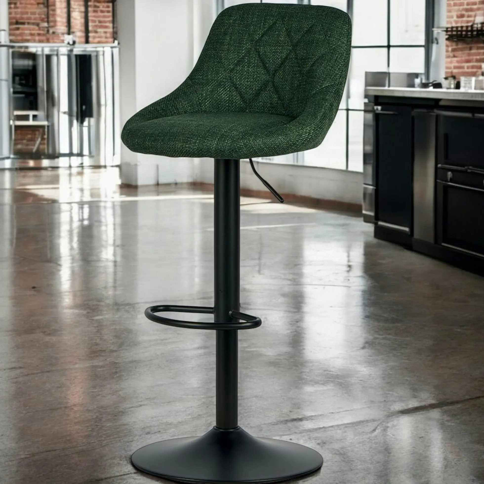 Chaise de bar hauteur réglable tissu kaki (lot de 2) MALMOE