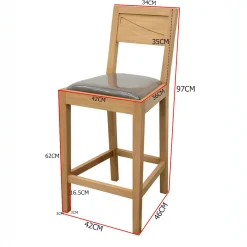 Chaise de bar Hévéa assise mousse 42x46x97cm NIAGARA