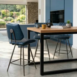 Chaise de bar industrielle bleu foncé SALERNE