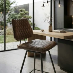 Chaise de bar industrielle marron SALERNE
