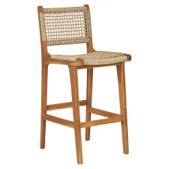 Chaise de bar jardin en teck et résine tressée MENDOZA