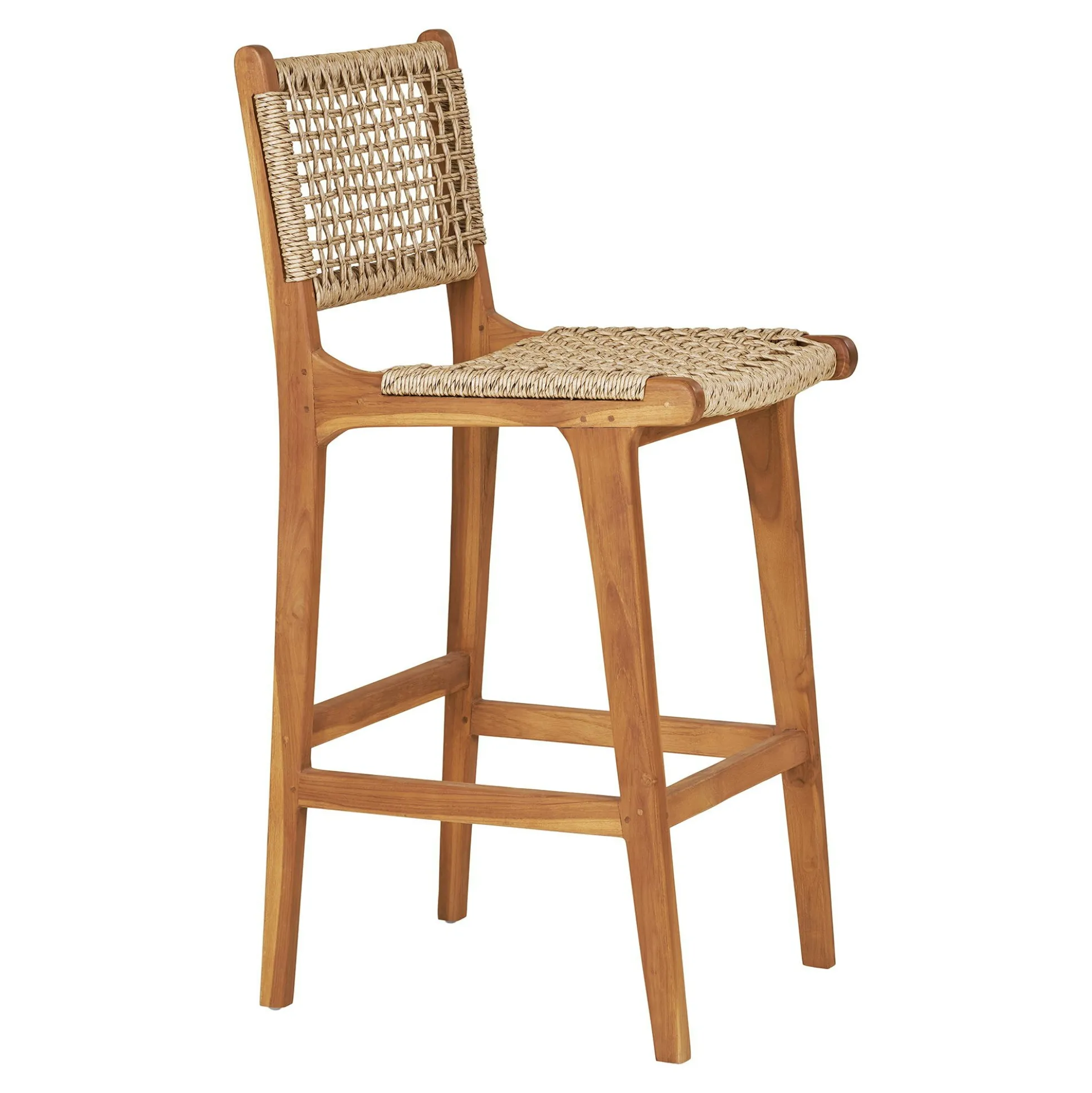 Chaise de bar jardin en teck et résine tressée MENDOZA