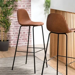 Chaise de bar marron TIM (lot de 2)