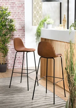 Chaise de bar marron TIM (lot de 2)