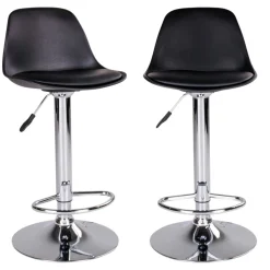 Chaise de bar moderne pivotante, pied chromé (lot de 2)