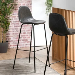 Chaise de bar noir TIM (lot de 2)