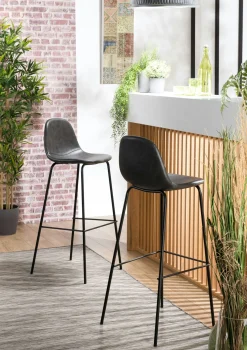 Chaise de bar noir TIM (lot de 2)