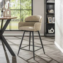 Chaise de bar pivotante en bouclette beige (lot de 2) GALWAY